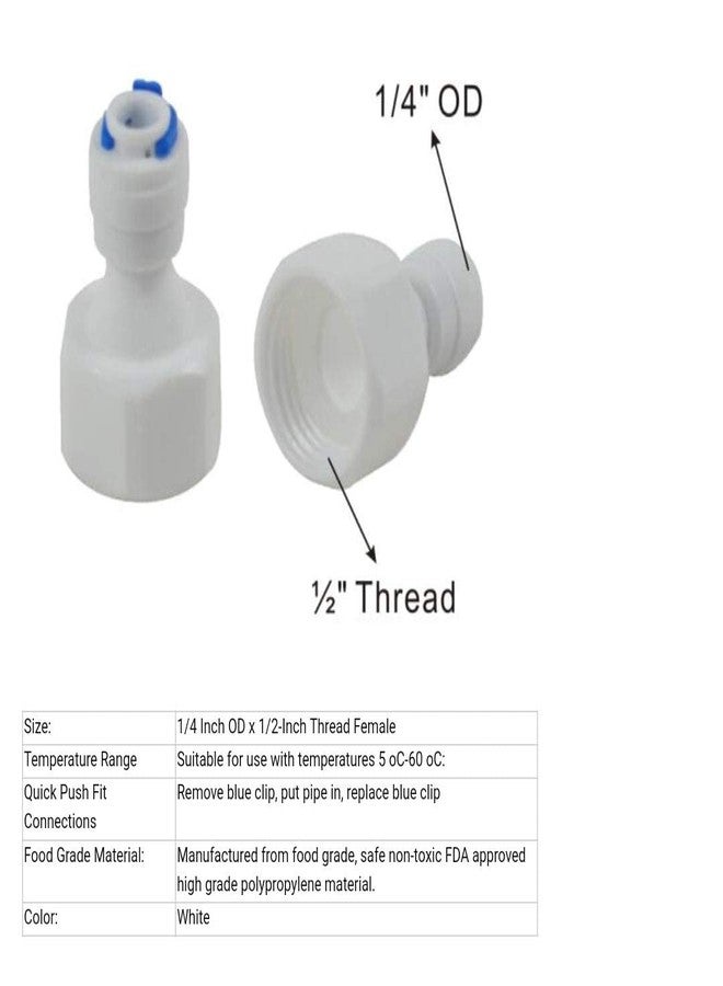Apec Aqua Plastic Ro Direct Inlet Quick Valve Straight Connector 1/2" Female Thread ? 1/4" Push Fit For Ro Water Purifiers(2 Pieces) - Image 4
